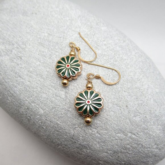 Enamel Daisy earrings - Picture 4 of 6